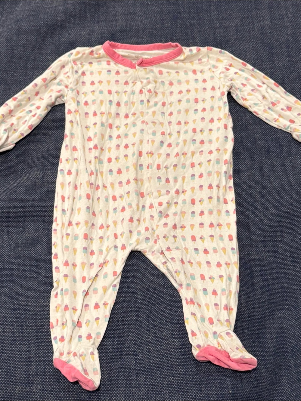 Magnetic Me White Footed Sleeper with Pink Trim Pastel Ice Cream Print 0-3m